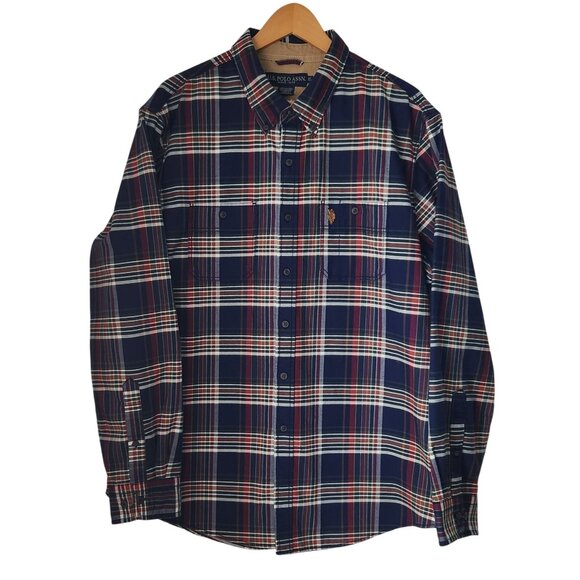 U.S POLO ASSN Plaid Button Up Shirt Mens Size XL Preppy Casual - Picture 1 of 9